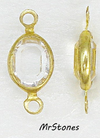 8x6mm (LINK) Crystal Channel Cut in Gold Tone Bezel