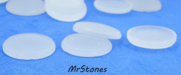 17mm (2135) Alabaster Matte Frosted Round Low Dome Disc Cabochon Czech 3pc/$1.00