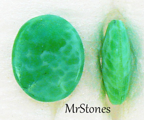 12x10mm (1685) Chinese Jade Green Low Dome Oval Cabochon Buff Top 3pcs/$1.00