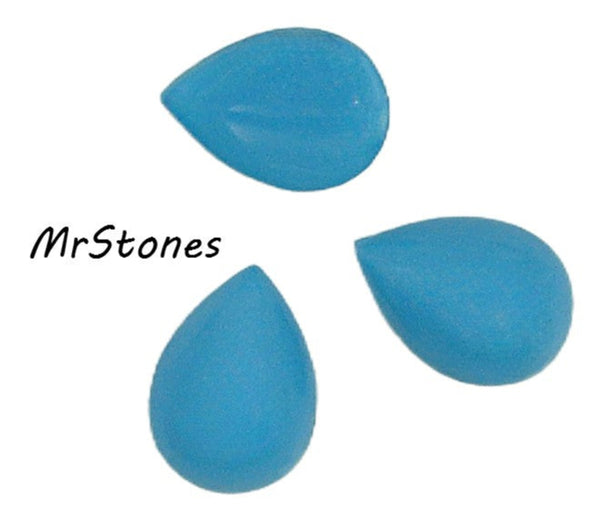 15x11mm (3331) Turquoise Pear Pendeloque Glass Cabochon Exceptional stones!