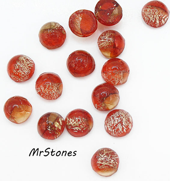 6mm (1684) Unfoiled Light Siam Gold Foiling Inside Round Cabochon