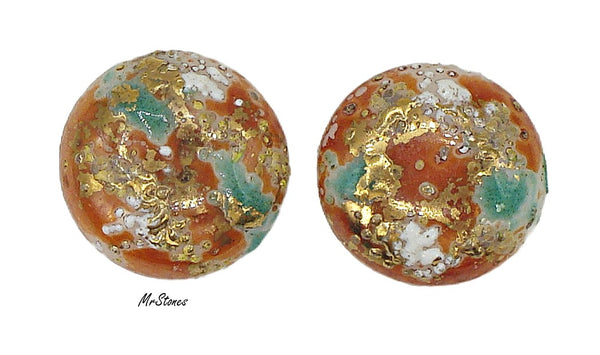 18mm (1684) Juliana Apricot Easter Egg Round Textured Frit - Only 2 Available