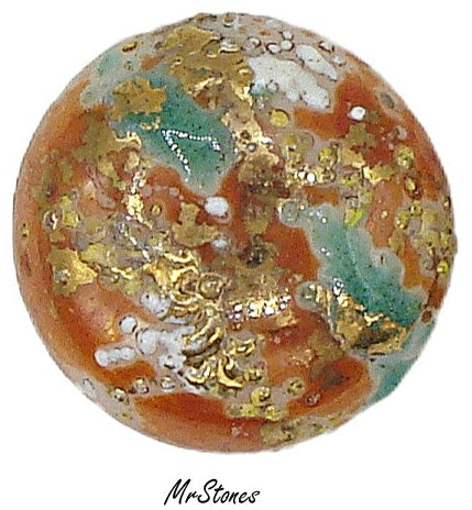 18mm (1684) Juliana Apricot Easter Egg Round Textured Frit - Only 2 Available