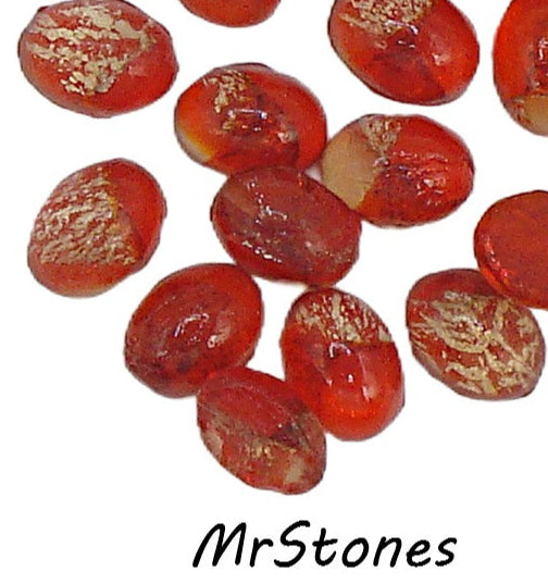 7x5mm (1685/2) TTC Unfoiled Light Siam Gold Foiling Inside Oval Cabochon