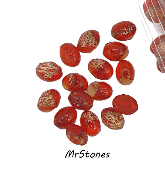 7x5mm (1685/2) TTC Unfoiled Light Siam Gold Foiling Inside Oval Cabochon