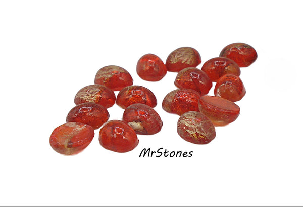 7x5mm (1685/2) TTC Unfoiled Light Siam Gold Foiling Inside Oval Cabochon