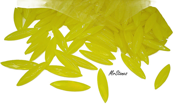 24x6mm (3146) Bright Yellow Moonstone Marquise Navette Buff Top Doublet