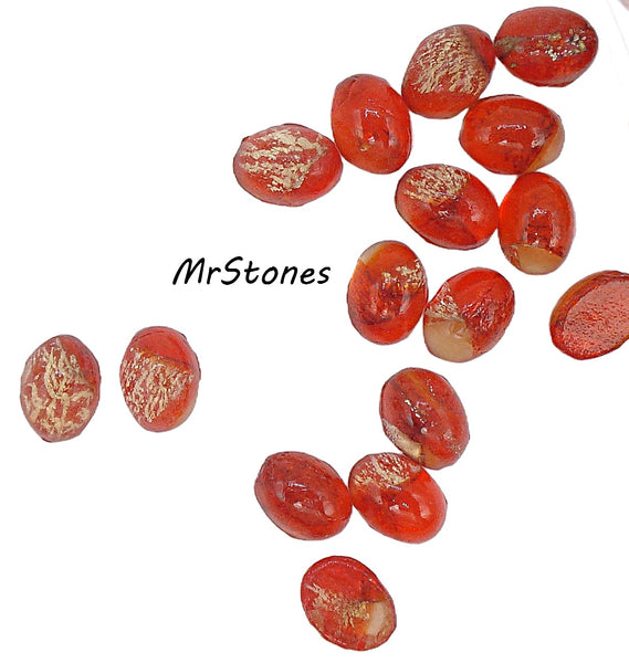 7x5mm (1685/2) TTC Unfoiled Light Siam Gold Foiling Inside Oval Cabochon