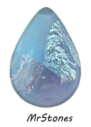 14x10mm (3331) Aqua Amethyst Bi Color Silver Foil Inside Pear Pendeloque Cabochon