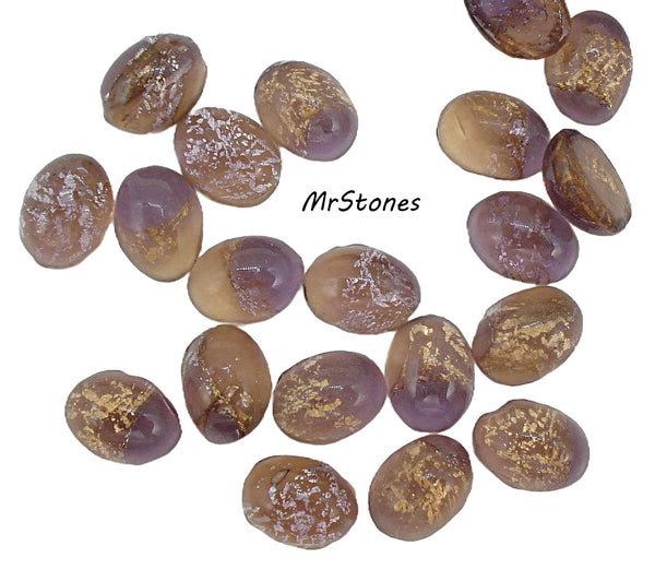 7x5mm (1685/2) TTC Unfoiled Amethyst Gold/Silver Foiling Inside Oval Cabochon