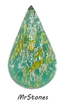 8x4.8mm (2390) Glass Green Yellow Opal Pear Teardrop Shape Cabochon 3mm Hgt.