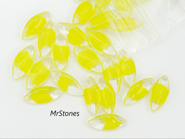 15x7mm (3146) Clear Yellow Sabrina Marquise Navette Unfoiled Buff Top Doublet