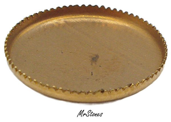 15mm Round Brass Plated Sawtooth Setting 2pc/$1.00