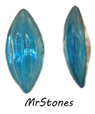 15x7mm (3146) Aqua Sabrina Ribbed Marquise Navette Buff Top Doublet