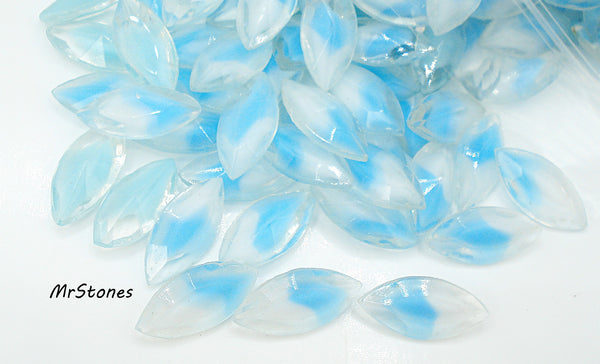15x7mm (4200/2) TTC Aqua White Givre Unfoiled Marquise Navette