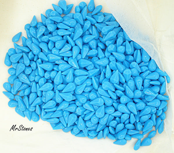 10x6mm (3101) Darker Turquoise Blue Pear Shape Buff Top Doublet