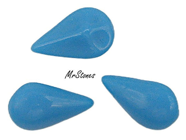 10x6mm (3101) Darker Turquoise Blue Pear Shape Buff Top Doublet