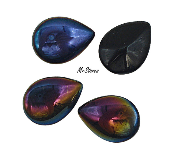 18x13mm (3101) Jet AB Pear Pendeloque Buff Top Doublet