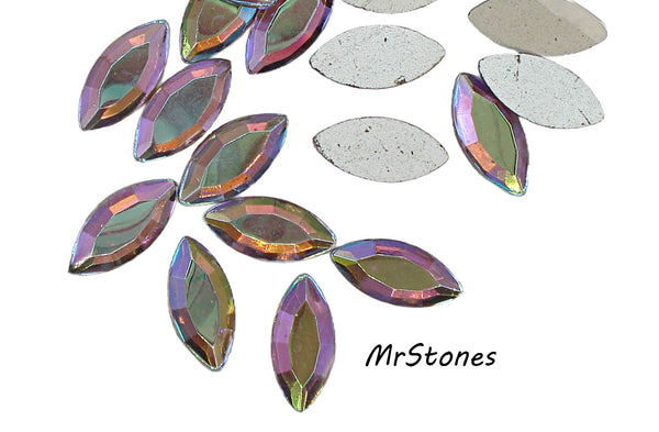 15x7mm (2200/2) Amethyst AB Marquise Navette Flatback