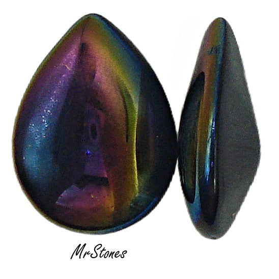 18x13mm (3101) Jet AB Pear Pendeloque Buff Top Doublet