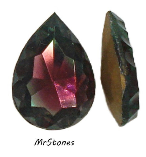 18x13mm (4315) Ruby Green Tourmaline Scalloped Bi Color Pear Pendeloque