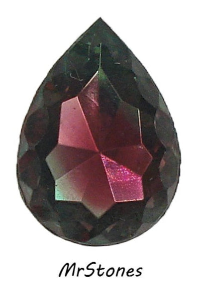 18x13mm (4315) Ruby Green Tourmaline Scalloped Bi Color Pear Pendeloque