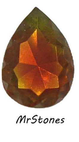 18x13mm (4315) Bi Color Olivine Smoked Topaz Scalloped Edge Pendeloque Pear Shape