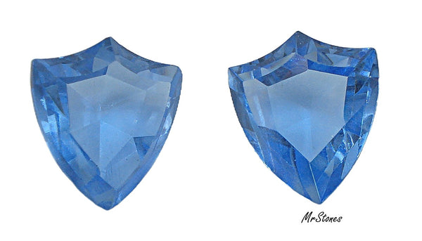 15.5x13.5mm (3294) Light Sapphire Blue Step Cut Unfoiled Shield Shape