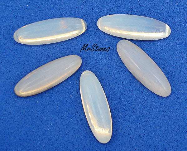 14.5x4.5mm (2195) White Opal Glass Oval Cabochon