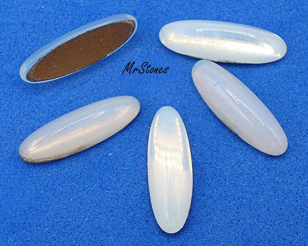 14.5x4.5mm (2195) White Opal Glass Oval Cabochon