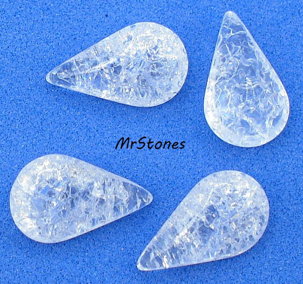 13x7.8mm (3101) White Crackle Pear Teardrop Shape Buff Top Doublet West Germany