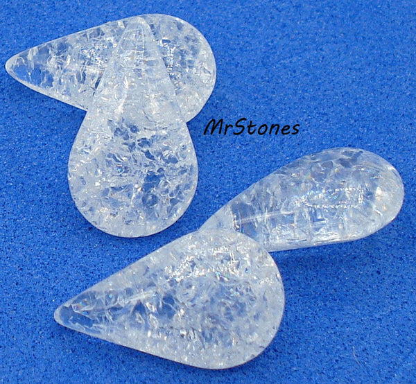 13x7.8mm (3101) White Crackle Pear Teardrop Shape Buff Top Doublet West Germany