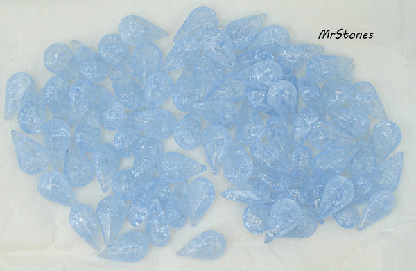 13x7.8mm (3101) Light Sapphire Crackle Pear Teardrop Shape Buff Top Doublet West Germany