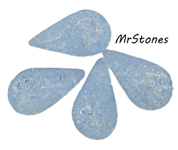 13x7.8mm (3101) Light Sapphire Crackle Pear Teardrop Shape Buff Top Doublet West Germany