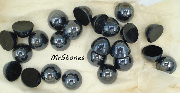 18mm (1684) Glass Hematite Round High Dome Cabochon (17.8x11mm)