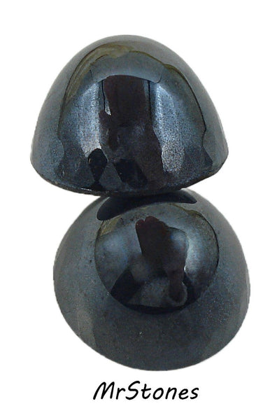 18mm (1684) Glass Hematite Round High Dome Cabochon (17.8x11mm)