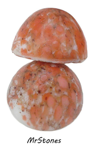 15mm (1684) Coral Matrix Round High Dome Cabochon  (14.7x9.3mm)