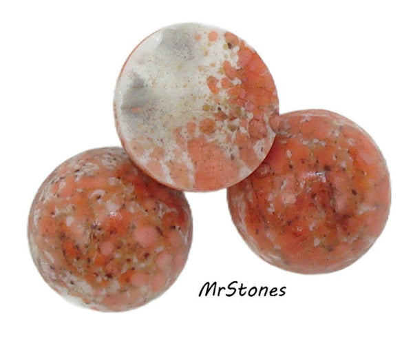 15mm (1684) Coral Matrix Round High Dome Cabochon  (14.7x9.3mm)