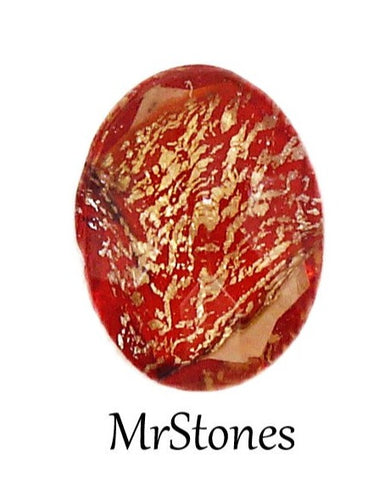 8x6mm (4130/2) TTC Light Siam Golden Foil Oval Shape Un-Foiled Unusual Stones