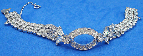 Sarah Coventry Bracelet Crystal Prong Set Rhinestones 6 3/4" x 3/4"