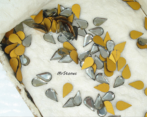 13x7.8mm (2300/2) Black Diamond Flat Back Pear Rose Cut 1pc/$1.00 5pcs/$2.00