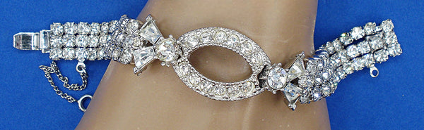 Sarah Coventry Bracelet Crystal Prong Set Rhinestones 6 3/4" x 3/4"