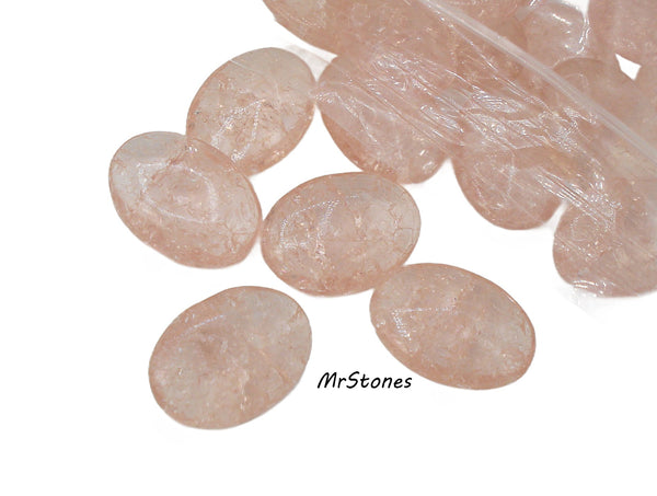 18x13mm (3188) Light Rose Rosaline Pink Crackle Oval Buff Top Doublet