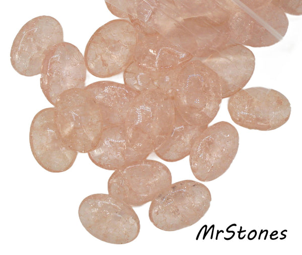 18x13mm (3188) Light Rose Rosaline Pink Crackle Oval Buff Top Doublet