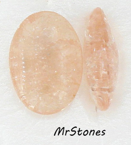 18x13mm (3188) Light Rose Rosaline Pink Crackle Oval Buff Top Doublet