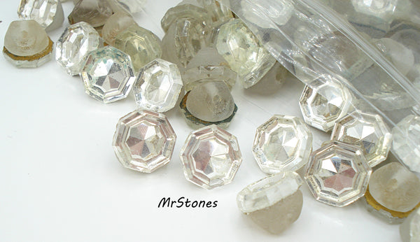 11mm (3706) Crystal Octagon Indented Glass Button Sew On