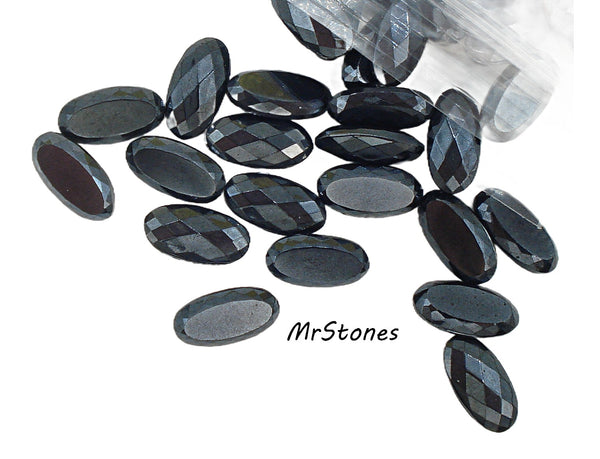 12x6mm (4128) Hematite Glass Oval Shape Shallow Back Long Table Top