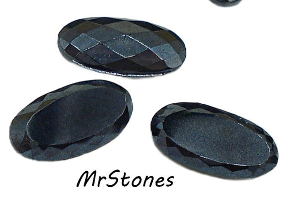 12x6mm (4128) Hematite Glass Oval Shape Shallow Back Long Table Top