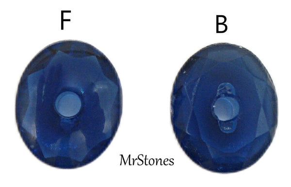 12x10mm (3160) Montana Sapphire Buff Top Oval Faceted Cab Back with Hole $1.25/1pc~$8.95/10pc~$19.95/144pcs