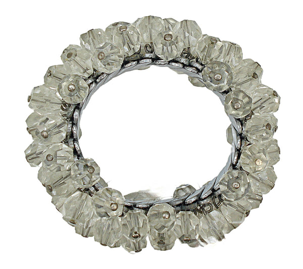Vintage Japan Crystal Clear Glass Cha Cha Expansion Bracelet